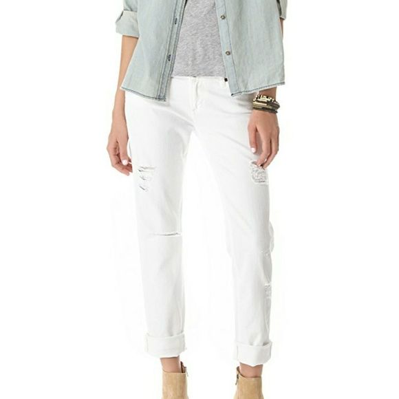 Paige JIMMY JIMMY SKINNY White Distressed Jeans - Picture 1 of 8